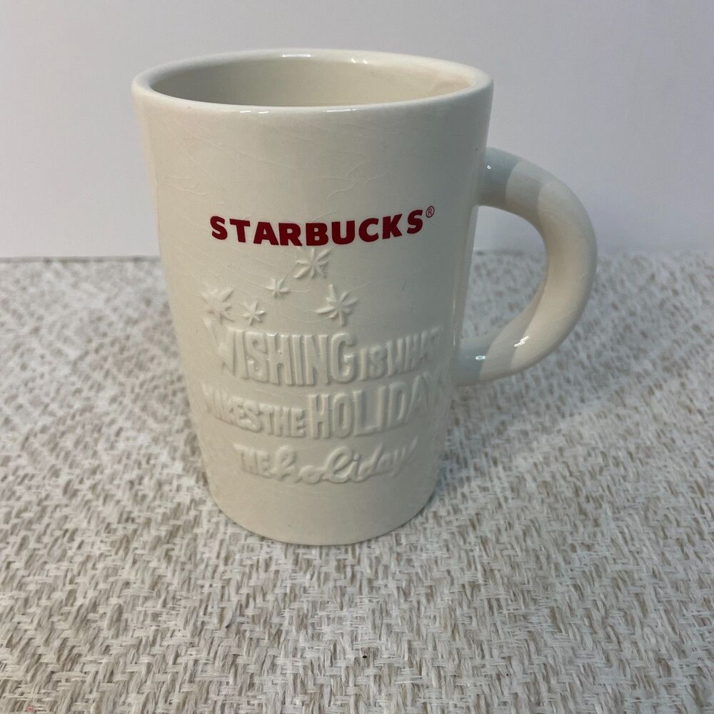 2010 Starbucks Coffee Mug Holiday Wishing White/ Red Cup